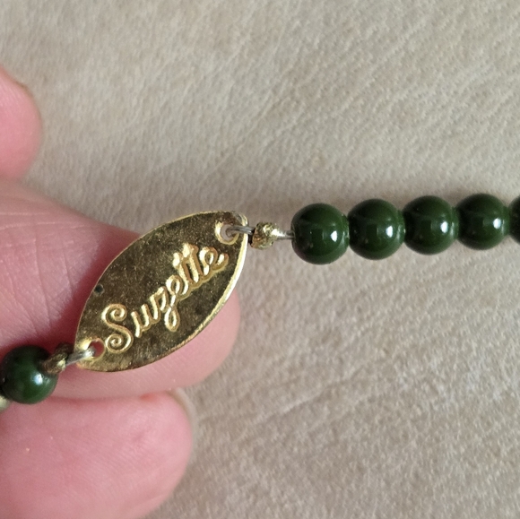 Suzette Necklace Beaded Green Enamel Vintage Beads - Picture 6 of 16